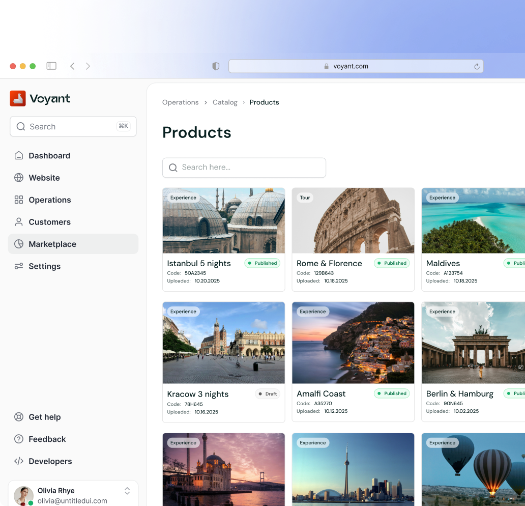 Voyant marketplace products grid