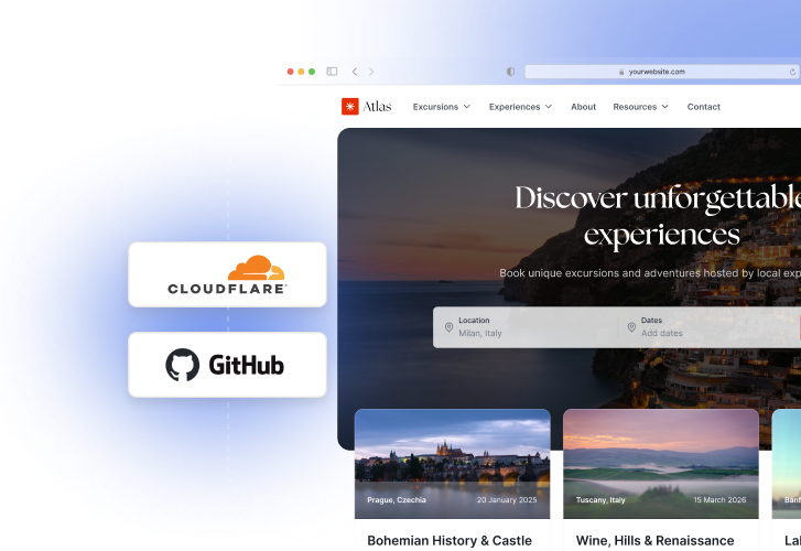Website preview with Cloudflare and GitHub integrations